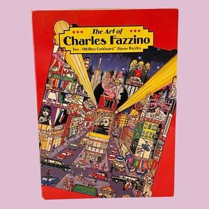 1992 Ceaco The Art of Charles Fazzino 2 Cork Puzzles 500pc Collectors Ed Vol I
